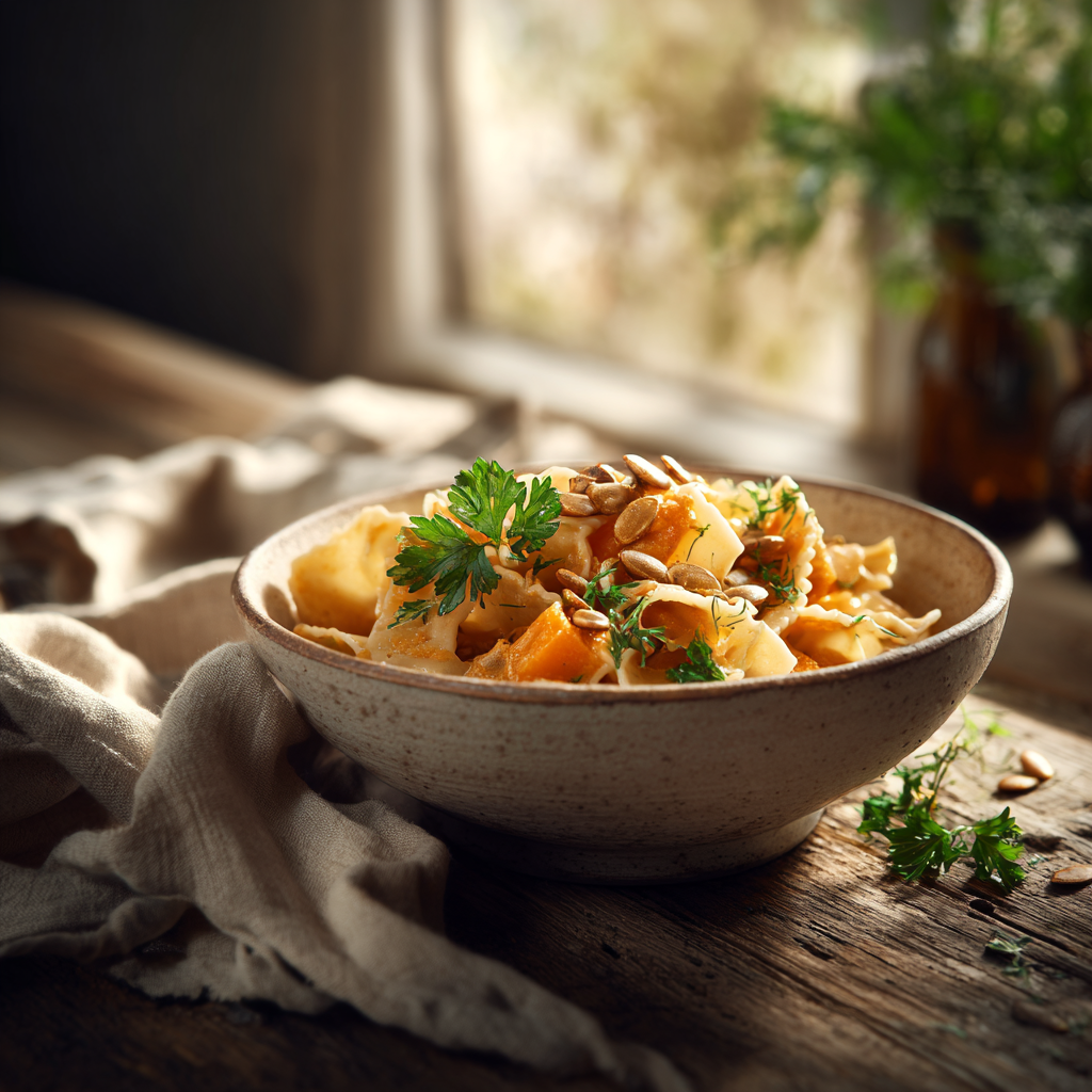 Full Korn Pasta Mit K rbisragout Heimischem Getreide Original 